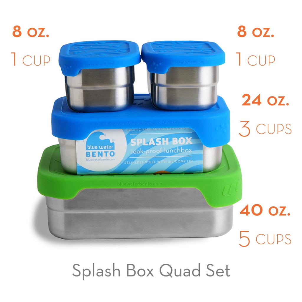 Blue Water Bento Lunch Kits Splash Box Quad Set