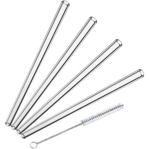Glass Straws, Reusable Glass Drinking Straws, Long, Including 6 Straight  And 6 Bent With 4 Cleaning Brush, Clear Glass Straws Reusable - Temu
