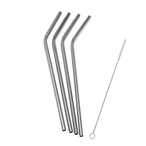 ECOlunchbox Accessories Stainless Steel Straws (Set of 4 + Cleaning Brush)