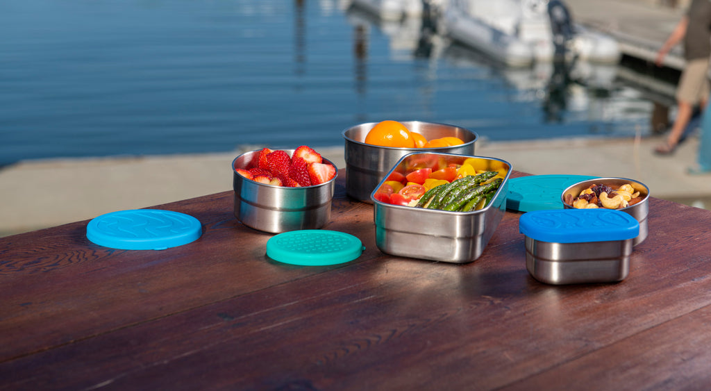 Plastic free stainless steel reusable lunchbox healthy snacks lakeside picnic