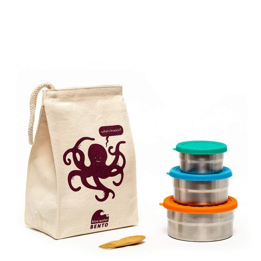 Blue Water Bento Lunch Kits Octopus / Bamboo Seal Cup Trio Lunch Kit