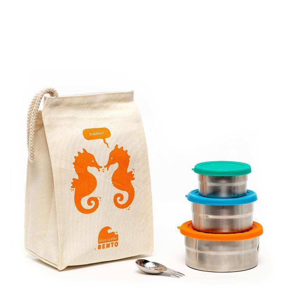 Blue Water Bento Lunch Kits Seahorse / Steel Seal Cup Trio Lunch Kit