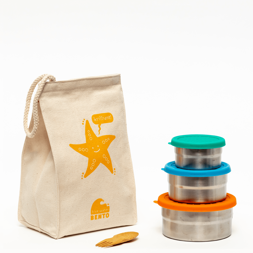 Blue Water Bento Lunch Kits Starfish / Bamboo Seal Cup Trio Lunch Kit