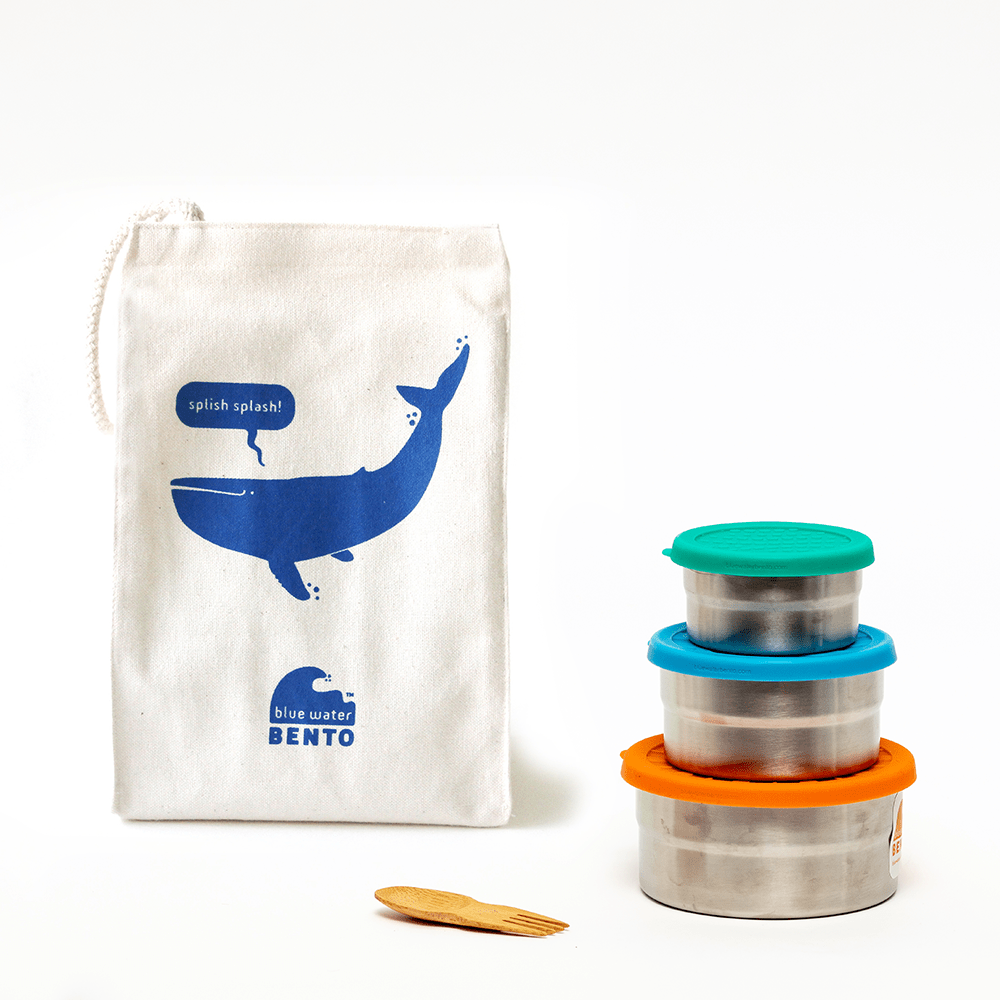 Blue Water Bento Lunch Kits Whale / Bamboo Seal Cup Trio Lunch Kit
