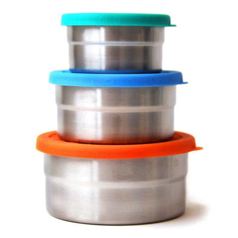 Mini Stainless Steel Containers with Silicone Lids — Set of 3 (3oz)
