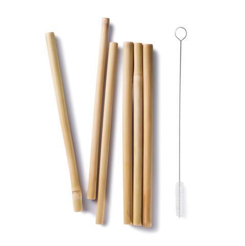 ECOlunchbox Accessories Bamboo Drinking Straws (Set of 6 + Cleaning Brush)