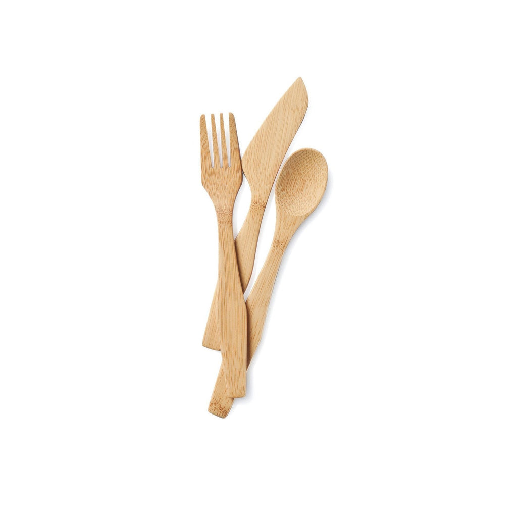 ECOlunchbox Accessories Bamboo Knife, Fork & Spoon - ECOtravel Utensil Set & Hemp Sleeve