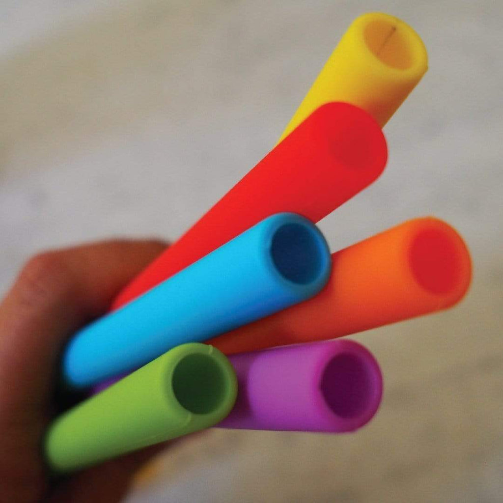 ECOlunchbox Accessories Silicone Smoothie Straws (Set of 6 + Cleaning Brush)