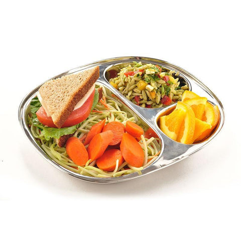 Divided Stainless Steel Car Shaped Food Snack Tray Plate For Infant Kids